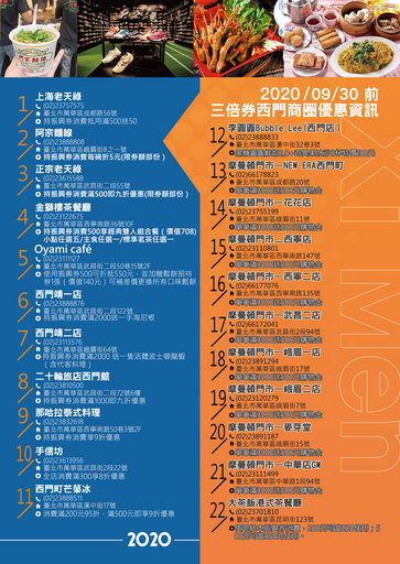 西門商圈於9月底前,至指定店家可享振興三倍券專屬優惠。