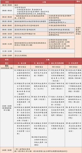 動物保健科技創新開發成果發表暨產學媒合會-會議議程