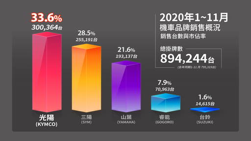 總市場1-11月品牌銷售概況