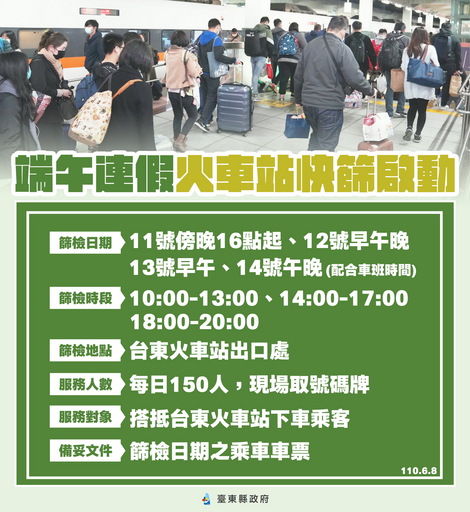 臺東今1例確診 饒慶鈴呼籲端午連假嚴守防疫 不返鄉不群聚