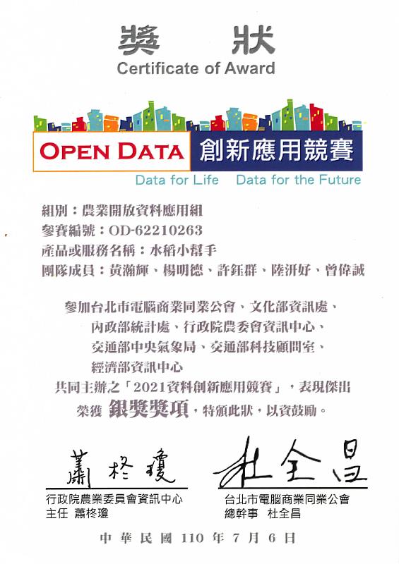 2021資料創新應用競賽 興大團隊獲銀獎