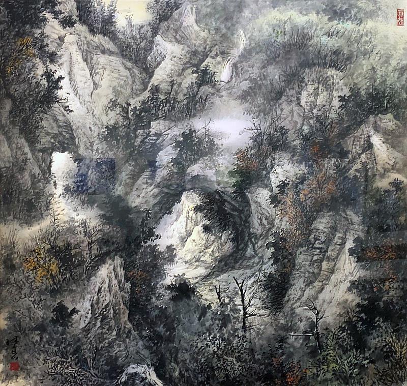 圖為《山形步步移》，同時也是此次藝術家林昆山「看山」個展的核心理念