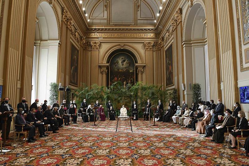 10月4日在梵蒂岡舉行的「信仰與科學－邁向COP26氣候峰會」會場。（圖由梵蒂岡媒體部提供）