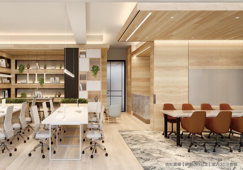 「信松廣場－新創OFFICE」 室內空間3D示意圖。