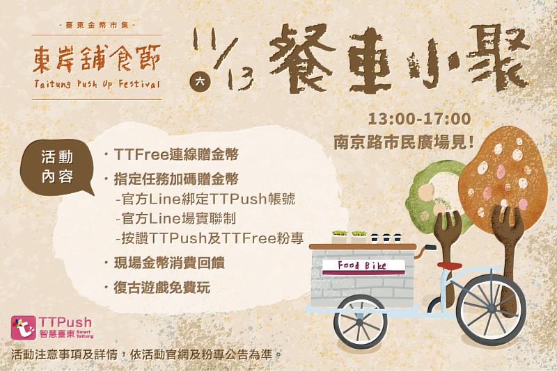 TTPush 5週年「臺東金幣市集&東岸舖食節」系列活動  13日第二波，Gogoro及iPhone13等你拿！