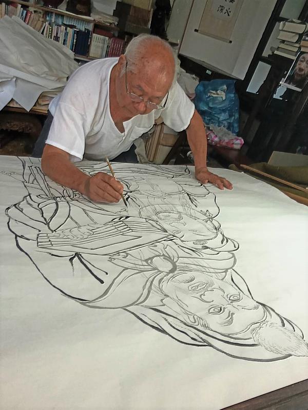 莊武男藝師從事傳統建築彩繪逾60 年，技藝高超，為北部地區傳統彩繪名師