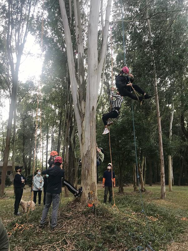 南華大學建景系舉辦攀樹體驗活動，讓學生探索大自然，激發新思維。
