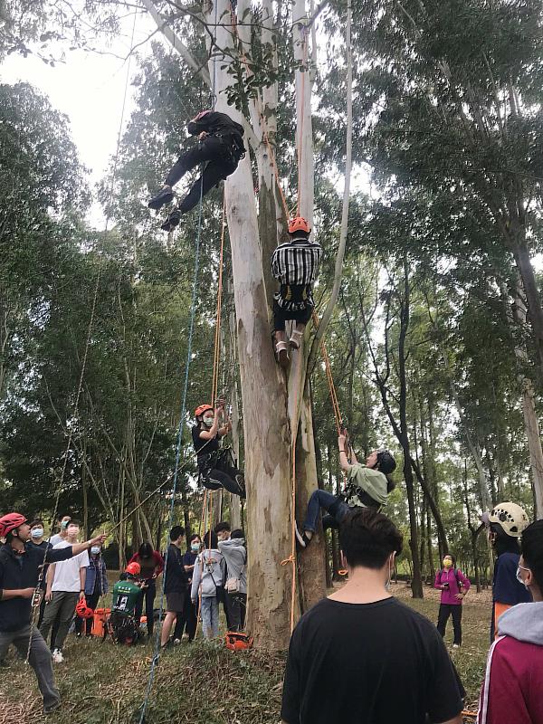 南華大學建景系舉辦攀樹體驗活動，學生踴躍參與探索大自然。