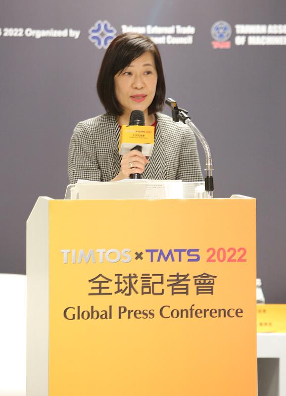 【圖2】經濟部國際貿易局主辦TIMTOS x TMTS 2022全球記者會，由經濟部國際貿易局局長江文若蒞臨致詞。