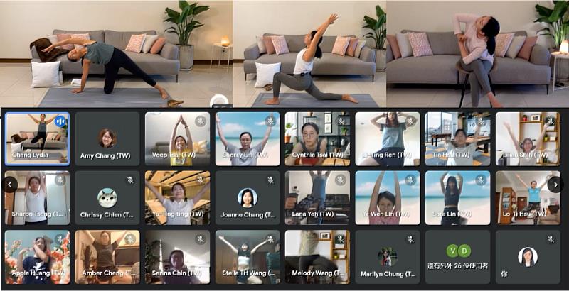 資誠營造職場健康，透過強化生理機能免疫力的推動，讓同仁因疫情警戒在家工作時，也能利用短暫的瑜伽及呼吸練習活動，適時補給生理能量。