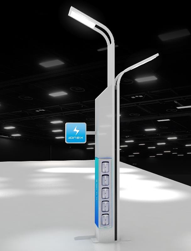 Ionex 便利換電站可結合街邊路燈與交通號誌，以「智慧路燈」型態點亮智慧城市！就算城市有突發型的供電問題也能緊急反向供電給路燈、交通號誌燈，讓城市不再漆黑、避免交通混亂，保障市民安全，此便利換電站的全新概念應用也將於2022年智慧城市展中首度亮相！