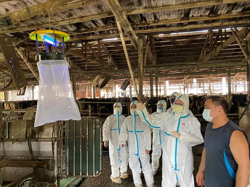 團隊聯合輔導畜牧場吊掛捕蠅燈及蟲媒監測工作。