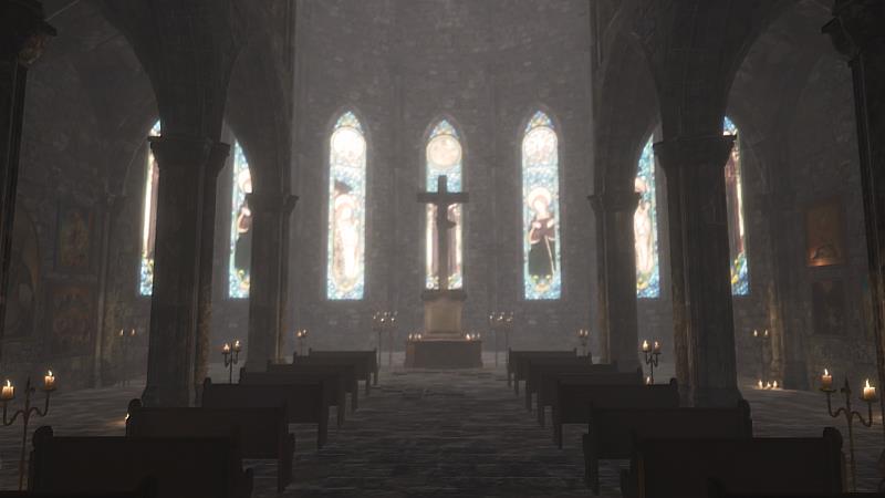 《守護》裡的基督宗教的信仰空間，以世界宗教博物館展示的夏特大教堂為空間原型，呈現基督宗教信仰空間的特色。（圖由世界宗教博物館提供）