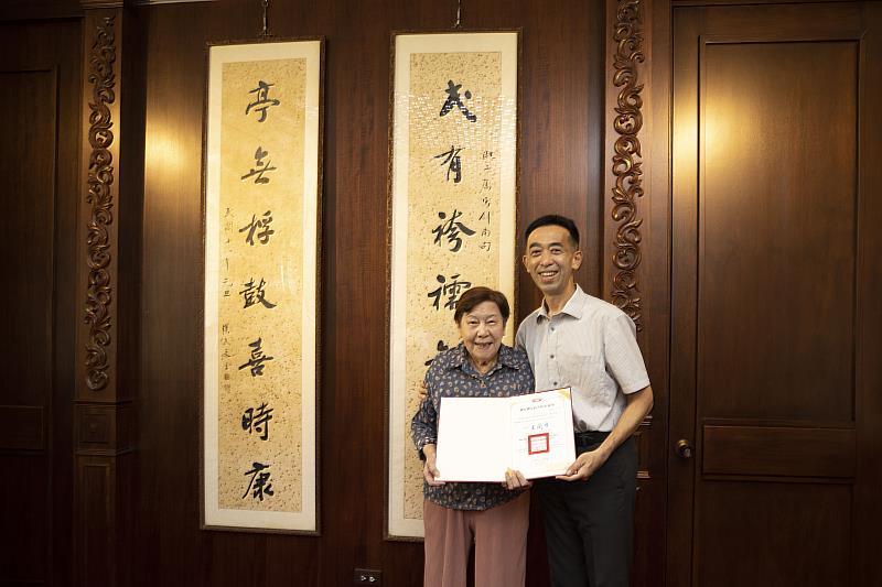 王蘭生館長致贈劉毓頤女士感謝狀