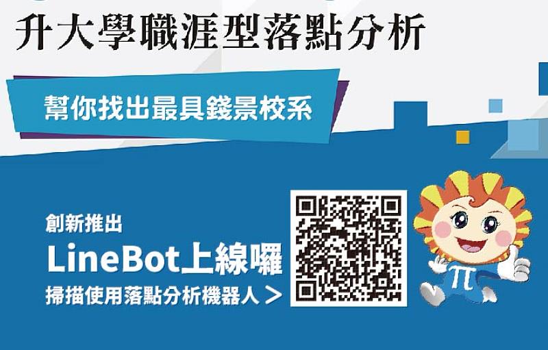 為了幫助考生發掘符合志趣且畢業「錢景」看好的校系，中華大學師生特別開發了「職涯型落點分析LINE機器人」，讓考生透過手機即可方便查詢使用。