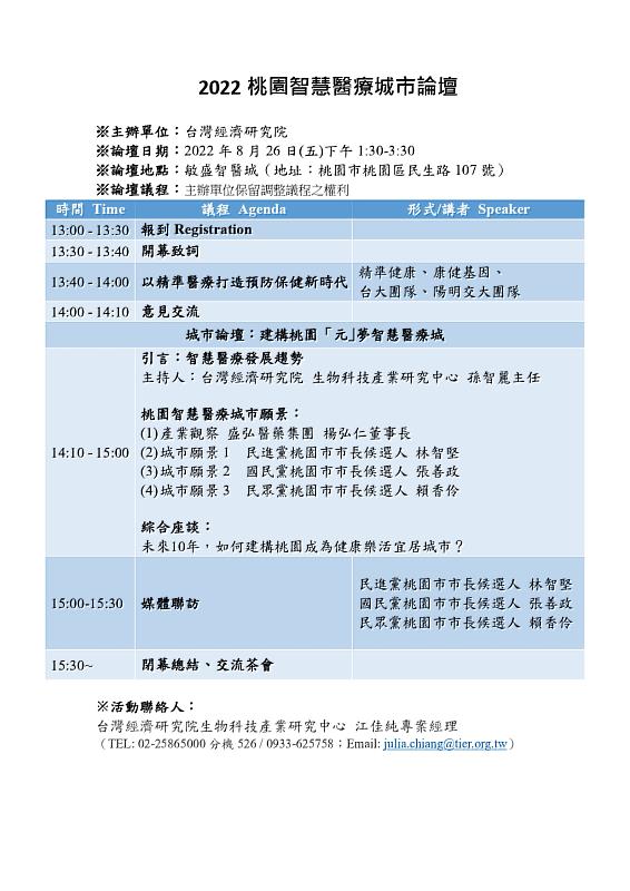 2022「桃園智慧醫療城市論壇｣即將於桃園敏盛智醫城蓄勢登場！
