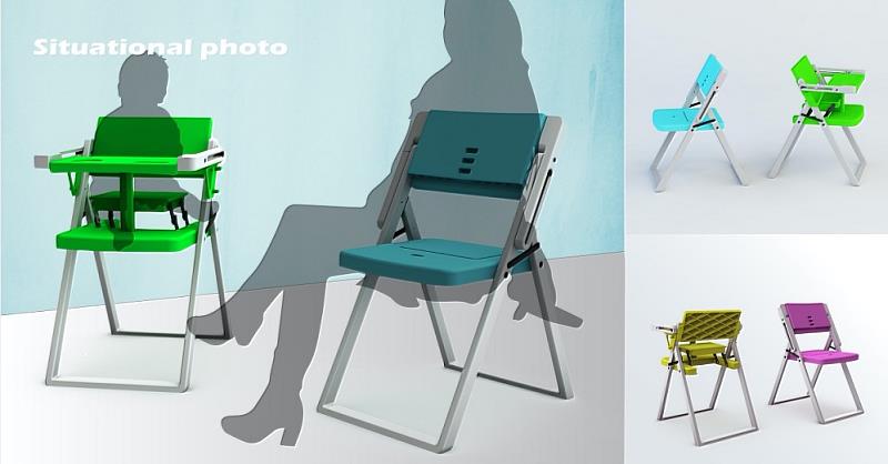 圖說二：金牌作品《具變換用途的折疊椅》示範設計圖