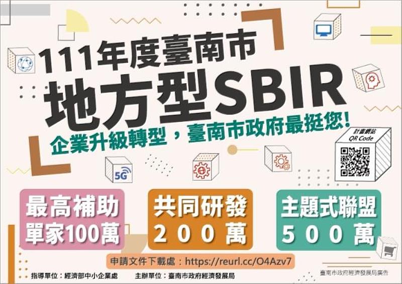 臺南市地方型SBIR計畫 申請起跑