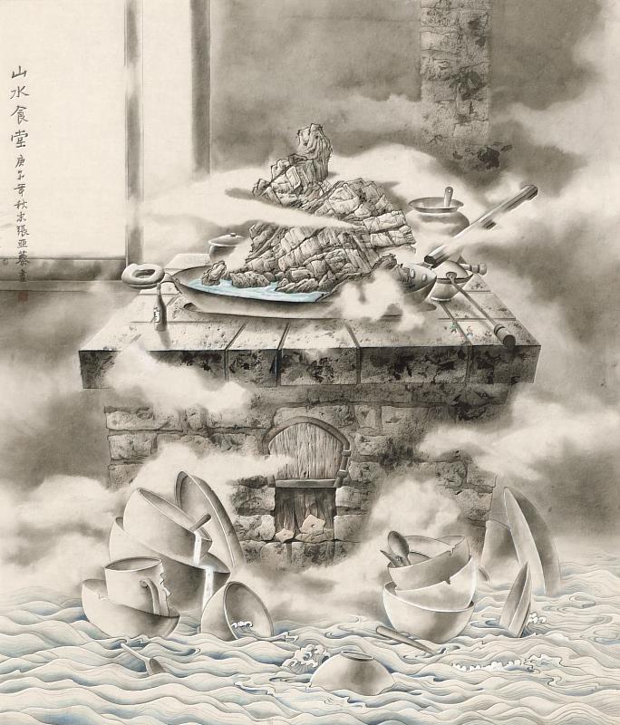 張亞蓁_山水食堂_水墨設色_103x89.5cm_2020