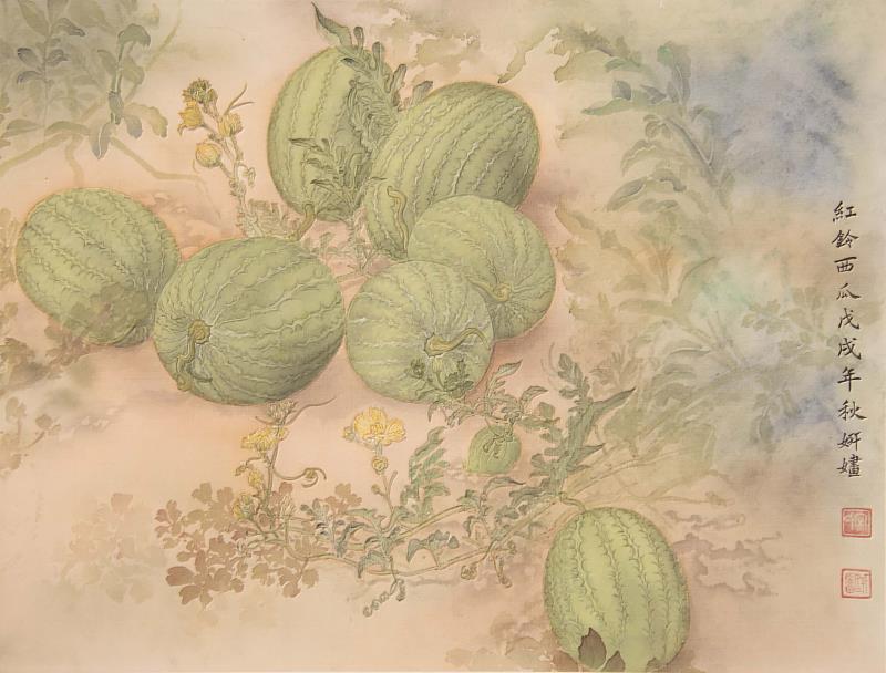 藝術家宋妍嫿於華梵大學文物館展出作品《紅鈴西瓜》。
