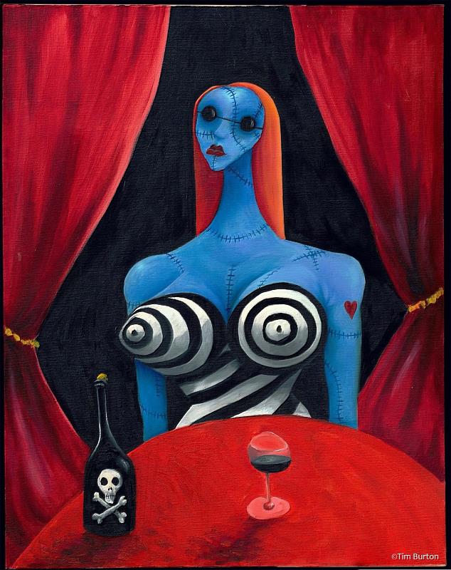 展出波頓手稿作品之一-《藍色女孩與紅酒》Blue Girl with Wine,1997