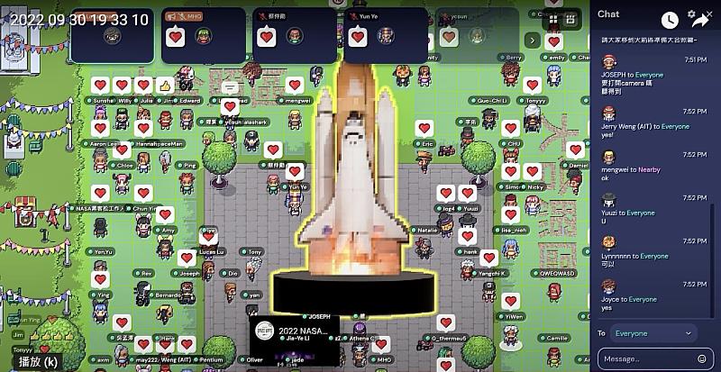 全球最大的年度黑客松活動「NASA黑客松」，參賽者在線上Gather Town 虛擬大廳大合照，開啟48小時不間斷創意發展