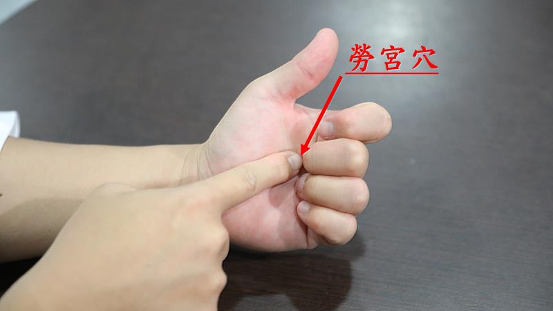 按壓勞宮穴可以洩除心火。