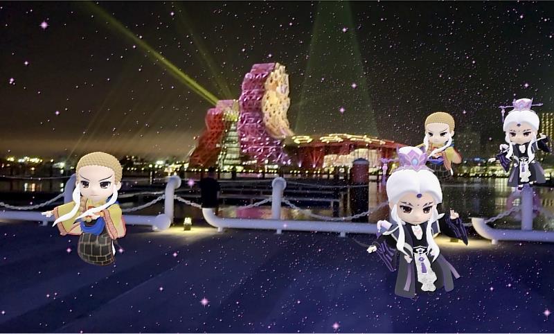 霹靂布袋戲素還真、一頁書以5G AR亮相高雄流行音樂中心前河畔