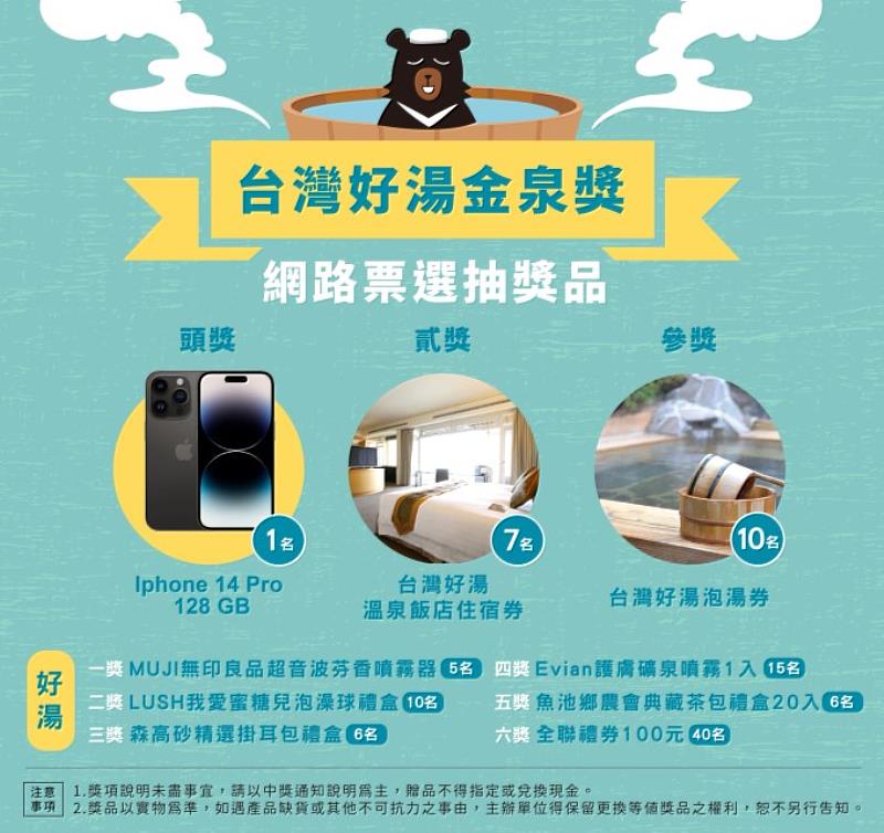 「2022-2023台灣好湯金泉獎」 票選暨抽獎活動