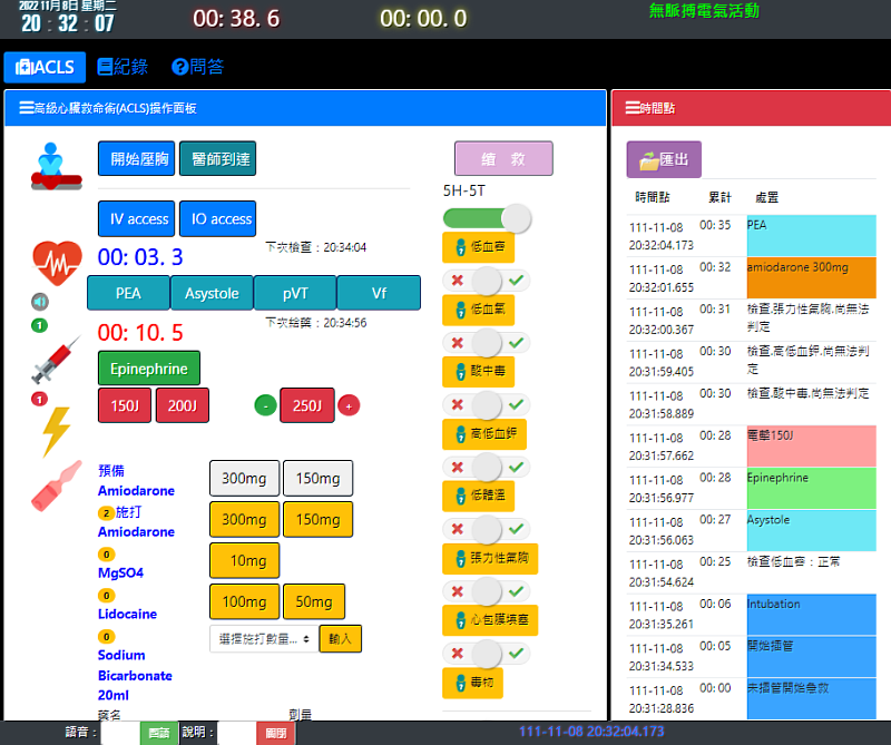 花蓮慈院急診與護理團隊，建立智慧化高級心肺復甦術(ACLS)標準系統平台，利用資訊系統輔助醫護團隊能完全正確的執行ACLS 流程，並在在2019年醫策會之醫療品質獎（HQIC）智慧醫療類獲特別獎中的潛力獎標章。