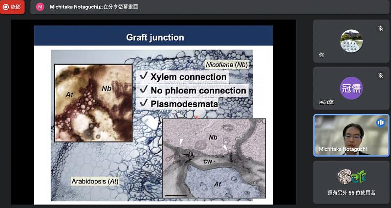國立中興大學生物科技發展中心邀請12月14日百大學者講座日本名古屋大學野田口理孝(Michitaka Notaguchi)教授演講前瞻植物嫁接技術，由興大玉山青年學者生物科技學研究所呂冠儒助理教授擔任主持人。
