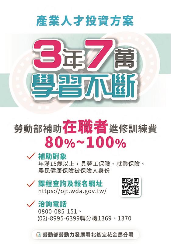 產業人才投資方案補助在職者進修  112年上半年課程即日起開放報名