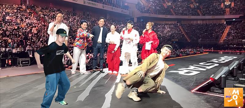 《紅白》現場觀眾與霹靂舞國手孫振MyMoji 3D數位分身同框互動。