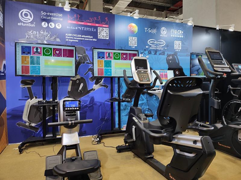 昌祐科技2023體育用品展南港展覽館2館Q區0401a，展出多款運動AI阻力器材。