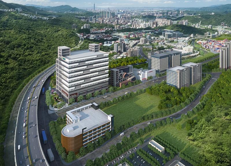 東煒建設汐科旗艦廠辦「東煒大局」建築3D與實景環境合成圖。