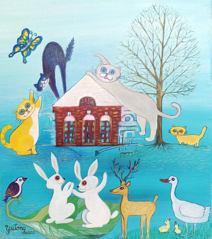 園藝療癒師江雨桐壓克力創作「生日快樂」(新竹市美術協會提供)