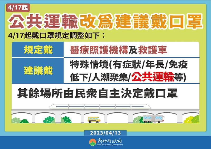 4月17日起調整公共運輸戴口罩規定