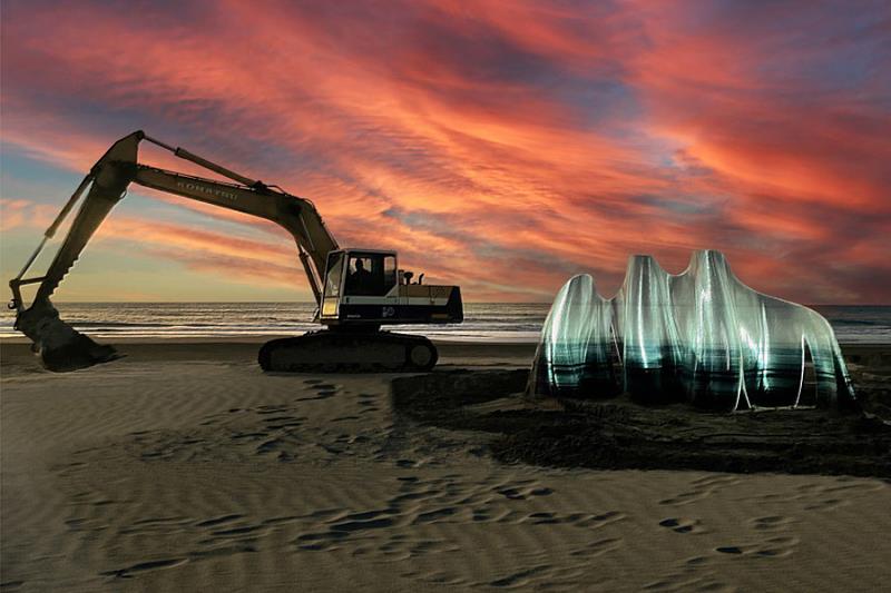 圖說：2021年末「屏東落山風藝術季」的跨年巨作《珊弧·山瑚 / CoralArc》，為目前台灣最大尺度一體成形之3D列印裝置藝術作品。