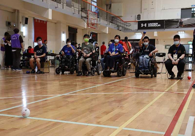 地板滾球開放組比賽情況。（世新大學提供）