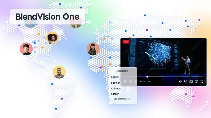 圖2:訂閱制串流科技服務 BlendVision One，提供即時直播串流、智慧影音編碼、隨選影片託管三大功能，用戶只需要登入帳號就能即刻享有世界領先的多媒體串流科技。