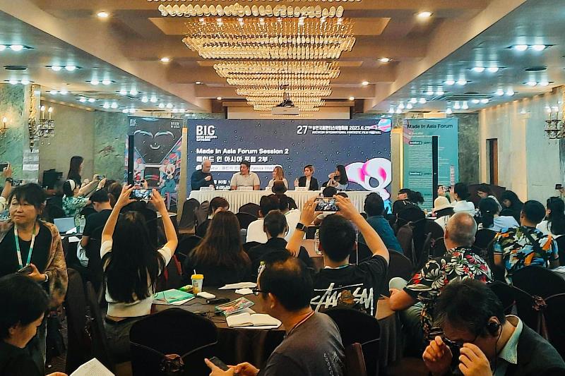 文策院代表參與 Made in Asia Forum 亞洲電影趨勢論壇， 向各國專業人士介紹台灣影視環境及合製機制。（文策院／提供）