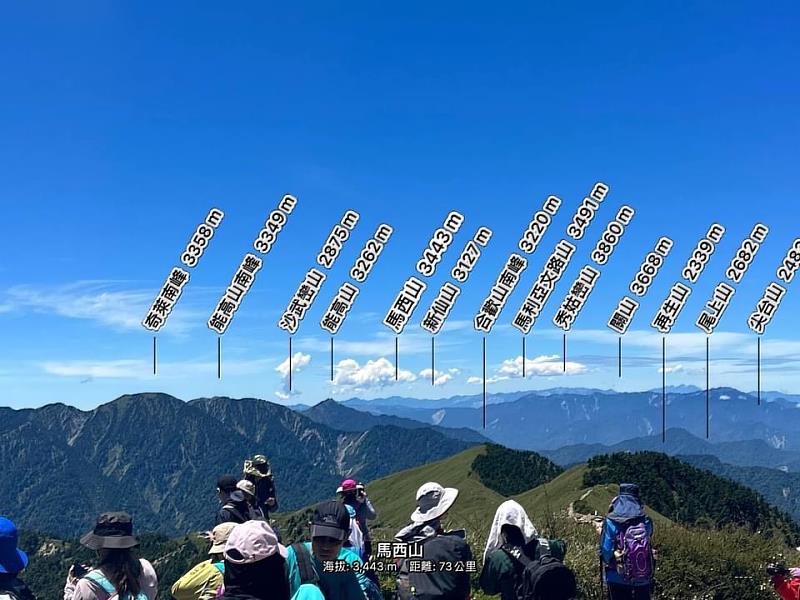 周裕欽主任向學員介紹合歡群峰、奇萊連峰、能高山、南湖大山、中央尖山等。