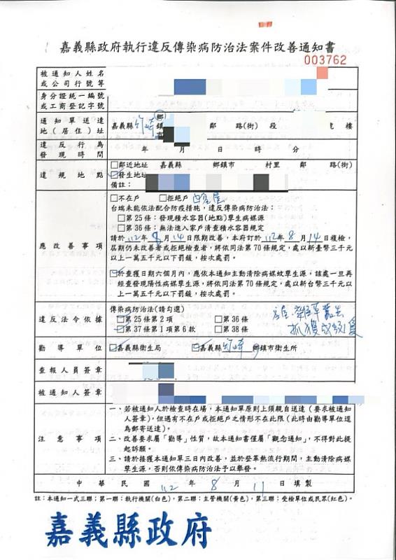 防堵疫情 嘉義縣出動查核開立4張改善單