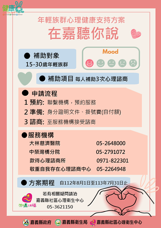 嘉義縣4機構參與年輕族群心理健康支持方案