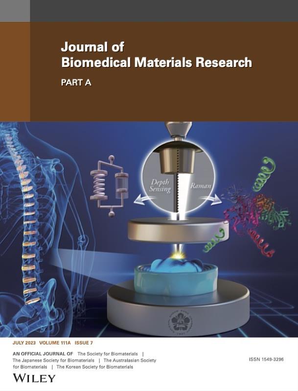 研究發表於國際生醫材料學會之官方期刊 Journal of Biomedical Materials Research 並獲選期刊封面故事