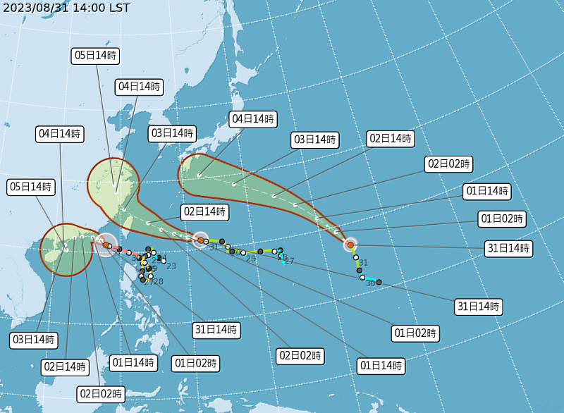海葵颱風路徑潛勢圖