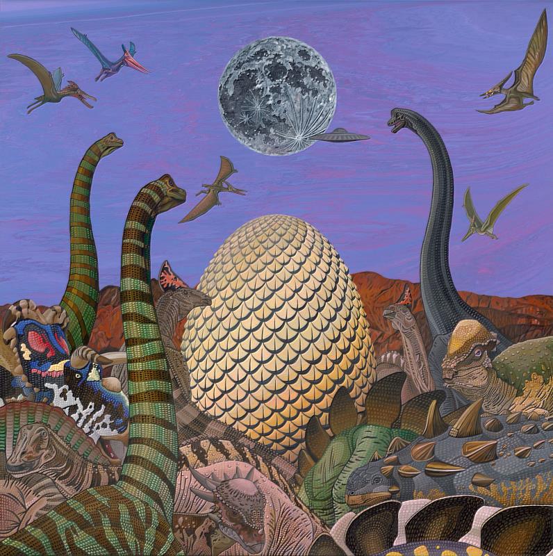 邱泰寬__沙盤遊戲-宇宙蛋_(過去)___平面複合媒材_90x90cm_2023