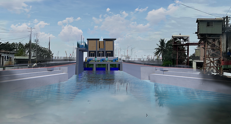 新園鄉鹽埔漁港C幹線雨水下水道抽水站新建工程模擬圖