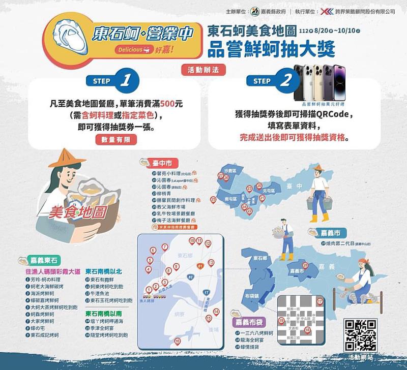 吃美食還能抽大獎！翁縣長邀民眾踩點東石蚵美食地圖