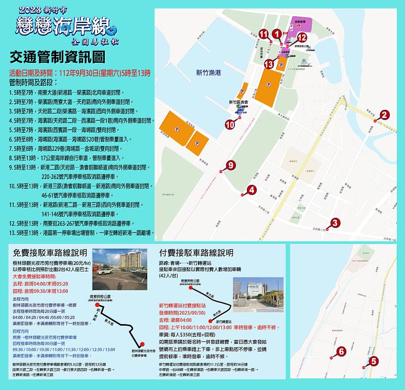 2023新竹市戀戀海岸線全國馬拉松 活動交通疏導措施一次看